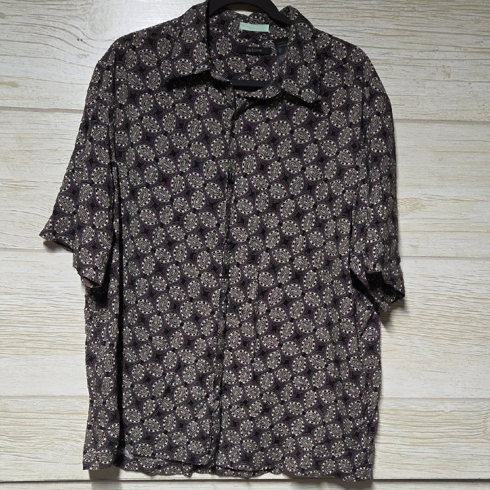 Vintage Claiborne Black and Tan Geometric Shirt